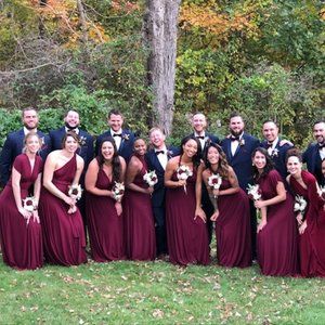 BRIDESMAID DRESS BURGUNDY W VERSITLE CHANGE STRAPS